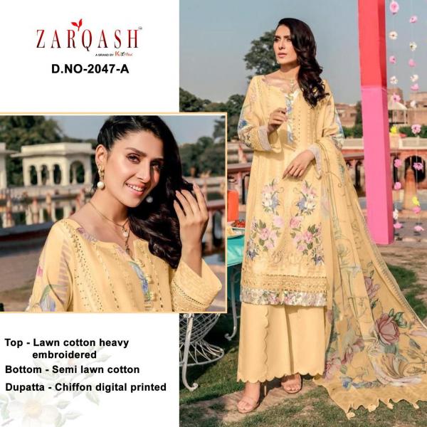 Zarqash Rouche 2 Designer Cotton Embroidery Pakistani Salwar 